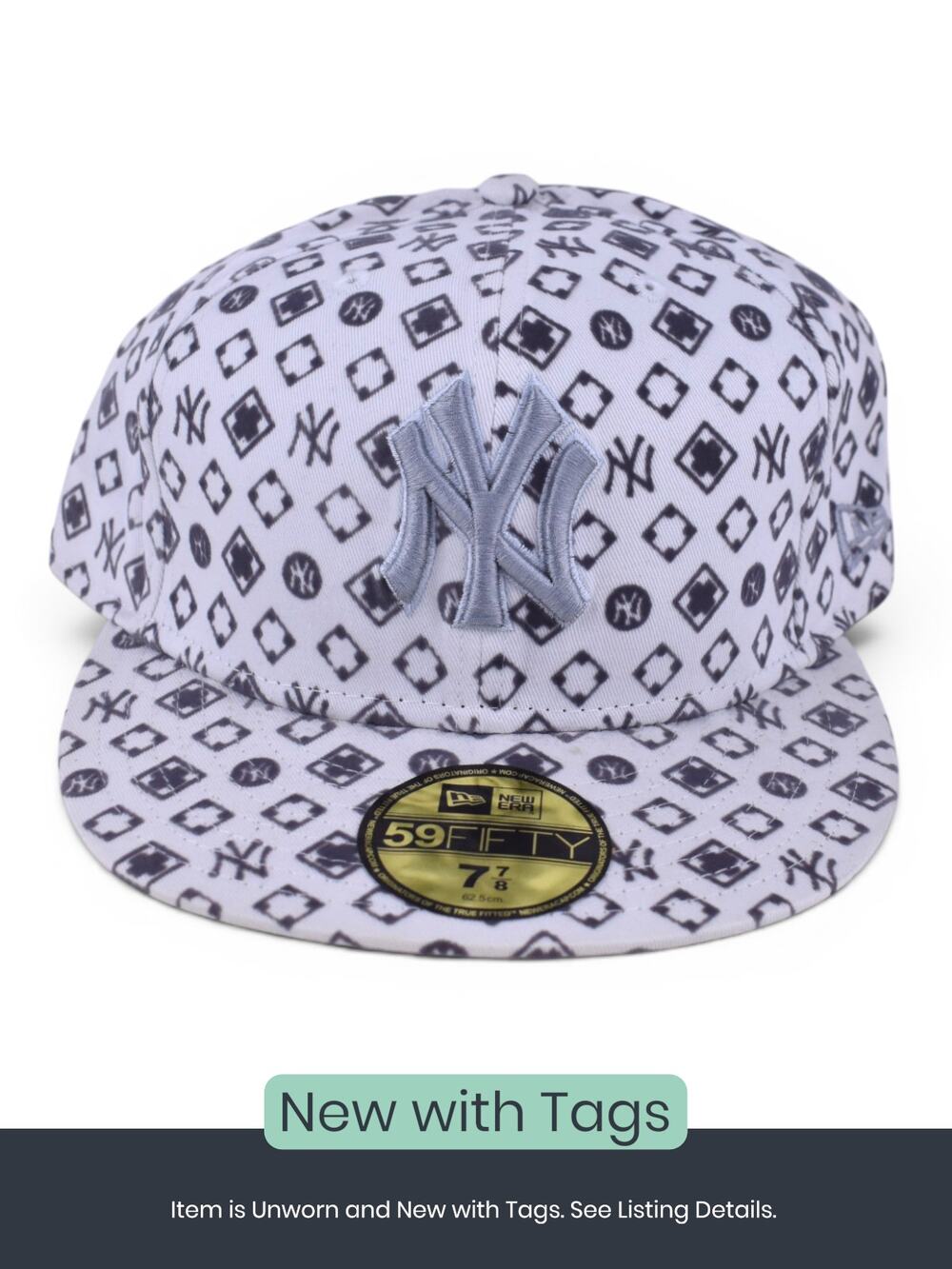 New Era New York Yankees Grey Monogram Fitted Cap, Size 7 7/8